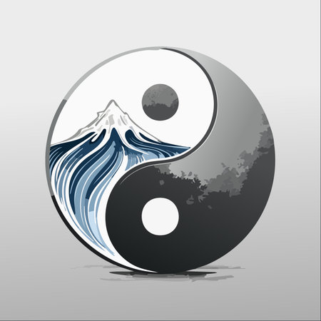 A creative illustration of the Yin Yang symbol, representing the fundamental balance of the universe.のイラスト素材