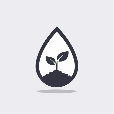 A minimalist icon representing the vital connection between water and new life.のイラスト素材