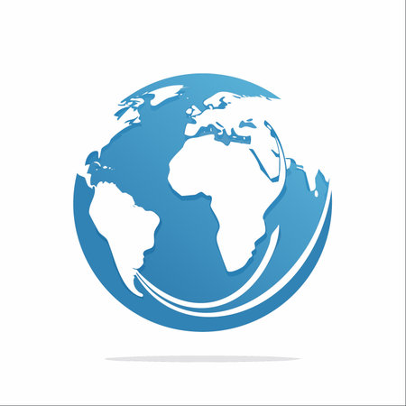 A clean and modern vector illustration of planet Earth, rendered in shades of blue.のイラスト素材