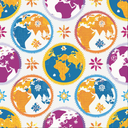 A vibrant and playful seamless pattern celebrating our planet.のイラスト素材