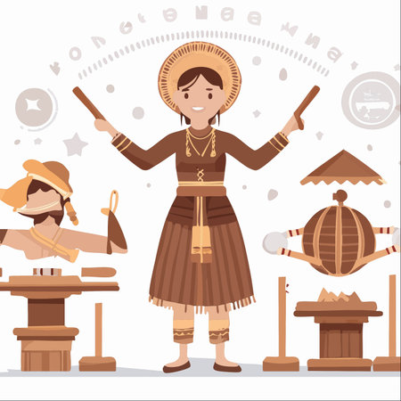 A vibrant vector illustration celebrating indigenous heritage.のイラスト素材