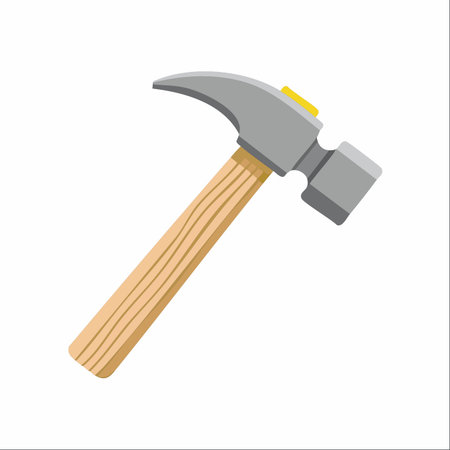A classic claw hammer with a sturdy wooden handle and a polished steel head, isolated on a white background.のイラスト素材