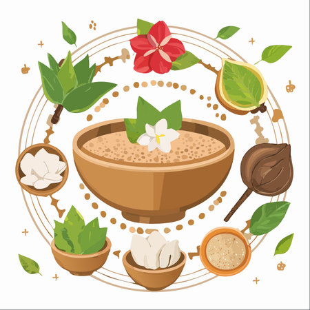 A beautifully arranged composition showcasing the power of nature's pharmacy.のイラスト素材