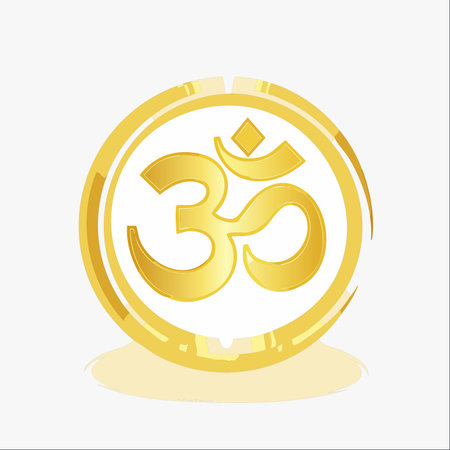 A beautifully rendered golden Om symbol, radiating peace and tranquility.のイラスト素材