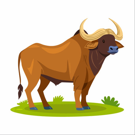 A strong and sturdy gaur stands its ground in this clean vector illustration.のイラスト素材