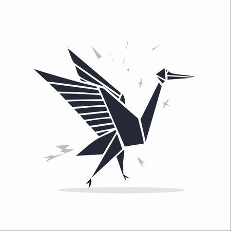 A beautifully crafted origami crane takes flight, surrounded by a magical sparkle. This elegant and minimalist illustration symbolizes hope, peace, and the successful launch of a new idea or venture.のイラスト素材