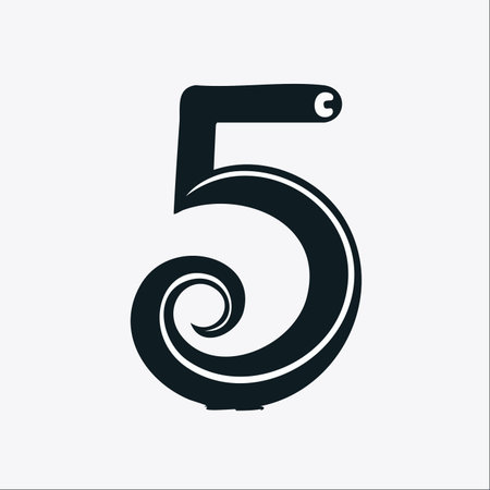 A bold and elegant representation of the number five, featuring a dynamic swirl that adds a touch of creativity and motion.のイラスト素材