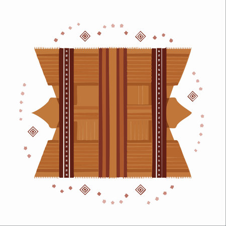 An intricate illustration of a traditional ethnic textile, featuring warm, earthy tones and geometric patterns.のイラスト素材
