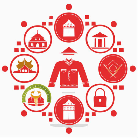 A vibrant collection of icons representing the rich tapestry of Chinese heritage.のイラスト素材