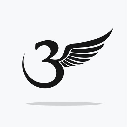 A modern and elegant design combining the sacred Om symbol with a dynamic wing, representing spiritual liberation, enlightenment, and the soul's journey towards freedom.のイラスト素材