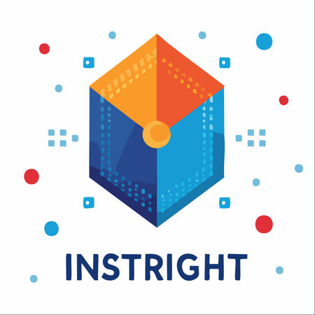 A vibrant and modern logo featuring an isometric cube, symbolizing a core technology or data hub.のイラスト素材