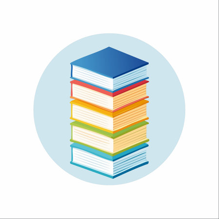A vibrant stack of colorful books represents a world of knowledge, learning, and imagination.のイラスト素材