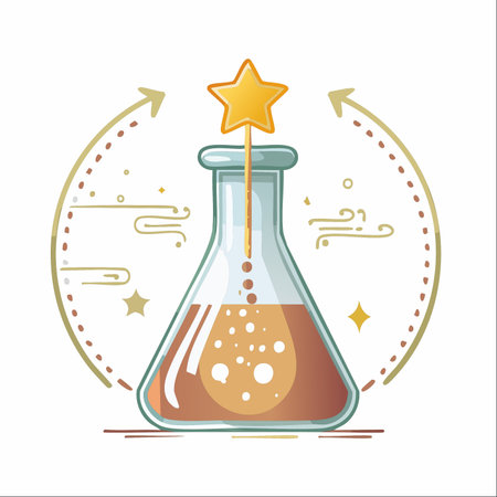 A whimsical illustration captures the moment of creation, where science meets magic.のイラスト素材