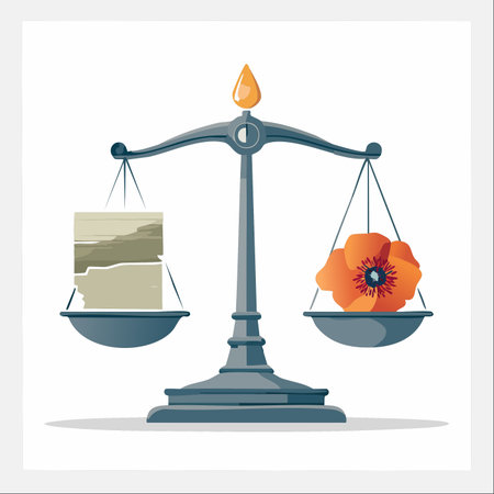 A conceptual vector illustration depicting a classic balance scale in perfect equilibrium.のイラスト素材