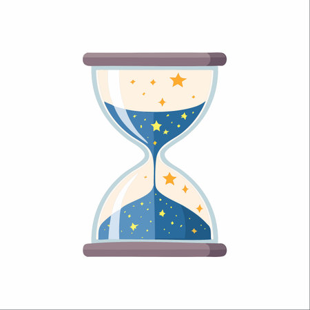 A magical hourglass measures the passage of time not with sand, but with falling stars from a...