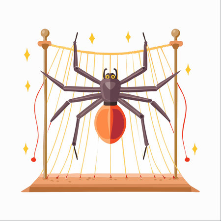 In a whimsical world, a talented arachnid artisan meticulously crafts a shimmering masterpiece.のイラスト素材