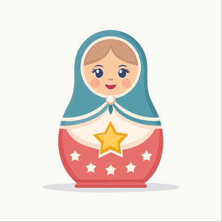 A charming and colorful vector illustration of a traditional Russian matryoshka nesting doll.のイラスト素材