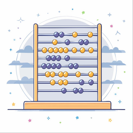 A colorful abacus stands ready to make learning math a magical adventure.のイラスト素材