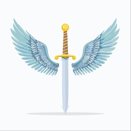 A powerful symbol of divine justice and righteous strength, this winged sword represents the fusion of earthly might and celestial grace.のイラスト素材