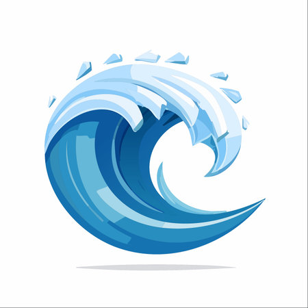 A powerful, stylized ocean wave curls into a perfect, dynamic circle, capturing the raw energy and beauty of the sea.のイラスト素材