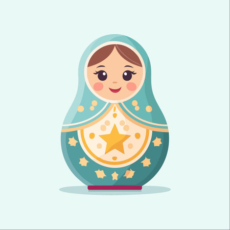 A charming vector illustration of a traditional Russian Matryoshka nesting doll.のイラスト素材