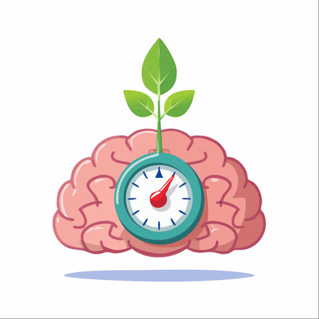 An illustration symbolizing the connection between time management, mental health, and personal development.のイラスト素材