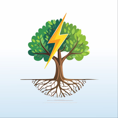 A symbolic illustration representing the fusion of nature and energy.のイラスト素材