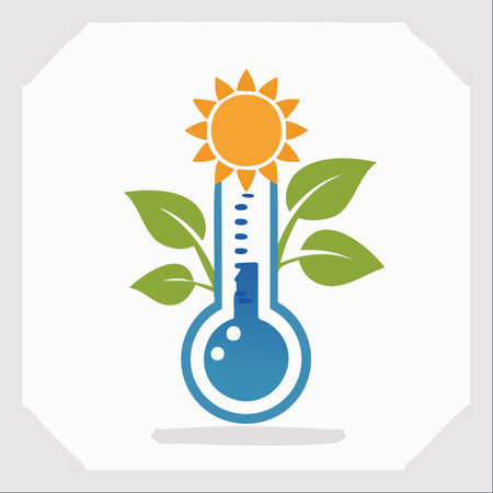 A conceptual illustration symbolizing the delicate balance between temperature and nature.のイラスト素材