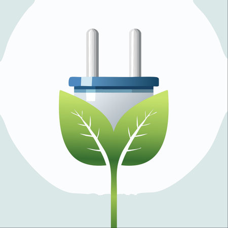 An illustration symbolizing the future of energy, where electricity is sourced from nature.のイラスト素材