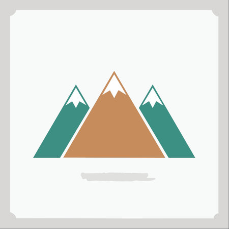 A clean and modern vector illustration of a mountain range, featuring three peaks with snow caps.のイラスト素材