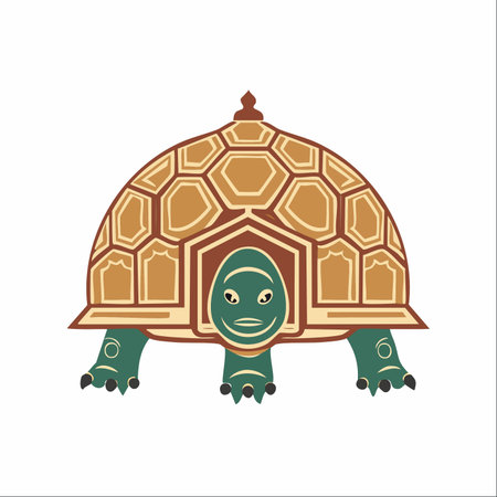 A charming and wise old turtle with a friendly smile. Its ornate, decorative shell suggests a long life filled with stories and adventures.のイラスト素材
