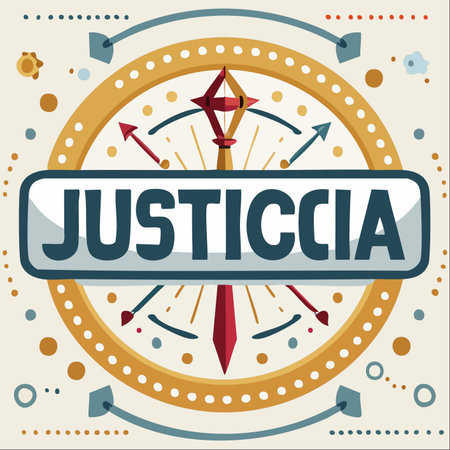 An artistic representation of 'Justicia' (Justice), depicted as a moral compass.のイラスト素材