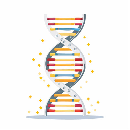 A vibrant illustration of a DNA double helix, symbolizing the fundamental building blocks of life.のイラスト素材