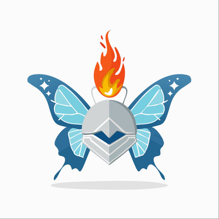 A unique fusion of delicacy and strength, this illustration depicts a mythical butterfly warrior.のイラスト素材