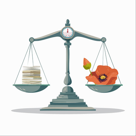 A conceptual illustration depicting the delicate equilibrium of modern life.のイラスト素材