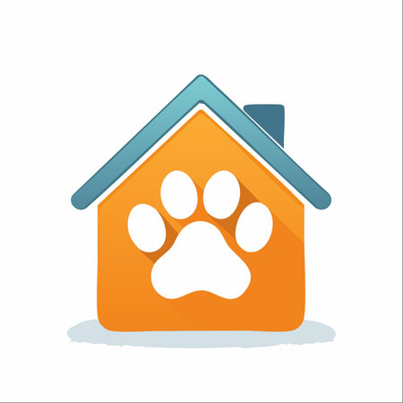 A simple and modern icon representing a safe and loving home for pets.のイラスト素材