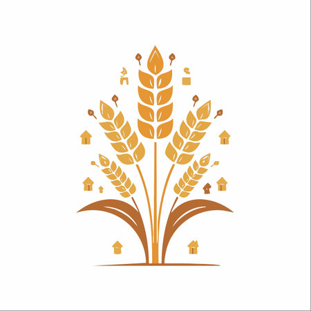 A creative and symbolic illustration representing the deep connection between agriculture and community.のイラスト素材