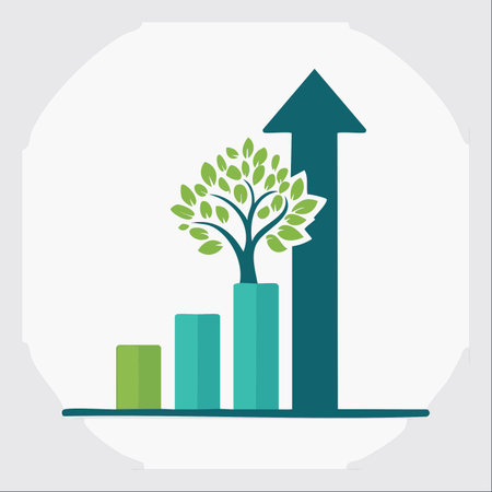 An illustration symbolizing the harmony between financial profit and environmental responsibility.のイラスト素材