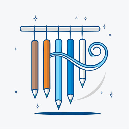 A conceptual vector illustration where colored pencils form a classical column, symbolizing the foundational principles of art, design, and education.のイラスト素材