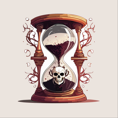 An ornate, vintage hourglass marks the relentless passage of time.