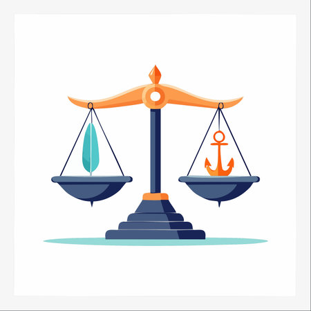 A modern vector illustration depicts a classic balance scale in a state of clear imbalance.のイラスト素材
