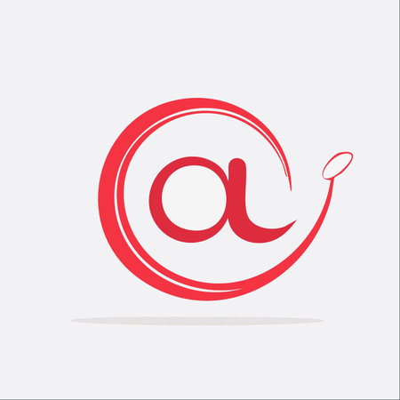 A vibrant red, stylized 'at' symbol representing the core of digital communication.のイラスト素材