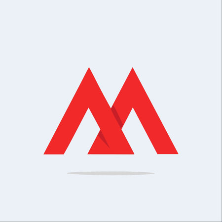 A bold and modern red monogram logo, featuring the letter M or double A.のイラスト素材