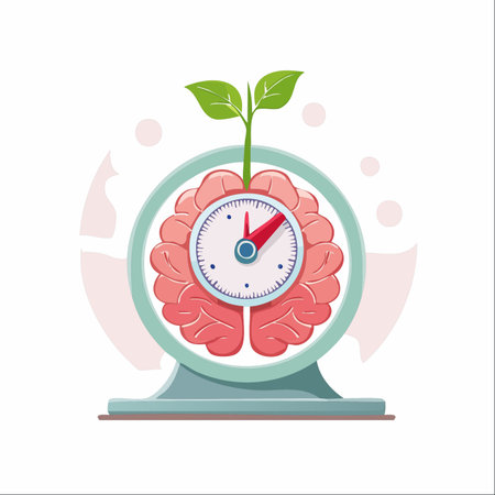 An illustrative concept showing the connection between time, mental health, and personal development.のイラスト素材