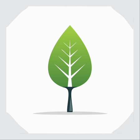 A simple yet powerful illustration where a single green leaf takes the form of a full tree.のイラスト素材