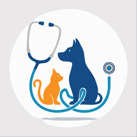 A modern and clean logo representing a veterinary clinic or pet care service.のイラスト素材