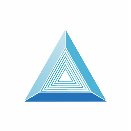 A modern and dynamic 3D triangle icon isolated on a white background.