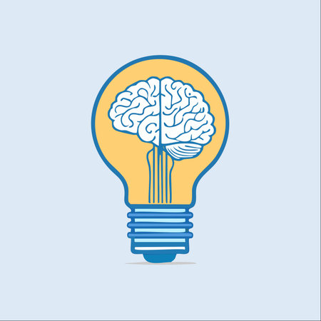 A conceptual illustration showing a human brain inside a glowing lightbulb.のイラスト素材