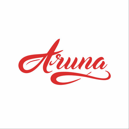 The name Aruna is beautifully rendered in a flowing, elegant red calligraphy script.のイラスト素材