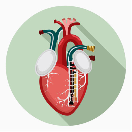 A conceptual illustration showcasing the future of medical science, where a human heart is enhanced with advanced bionic and cybernetic implants.のイラスト素材